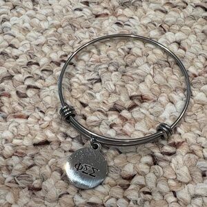 Silver Bangle Bracelet with Phi Sigma Sigma Letters